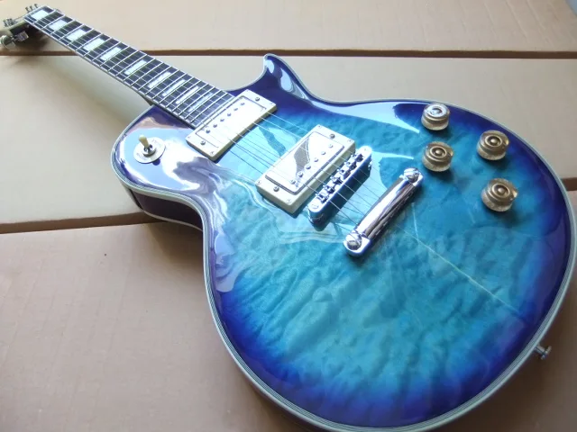 

Wholesale -Gsn . Custom Electric Guitar 6 String Top Quality In Blue Burst Free shipping 100806