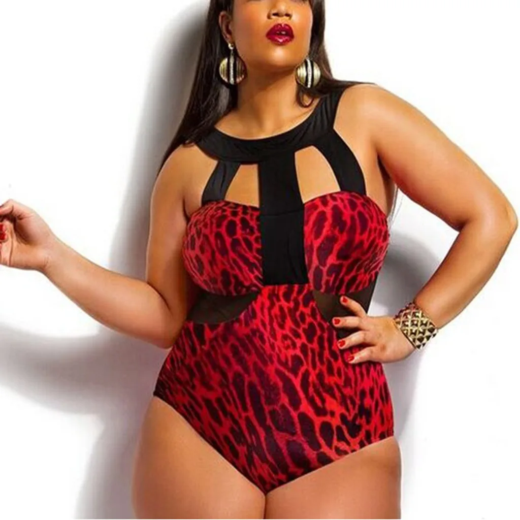 

Summer Womens Fashion Casual Sexy Leopard Print One Piece Swimwear Bikin