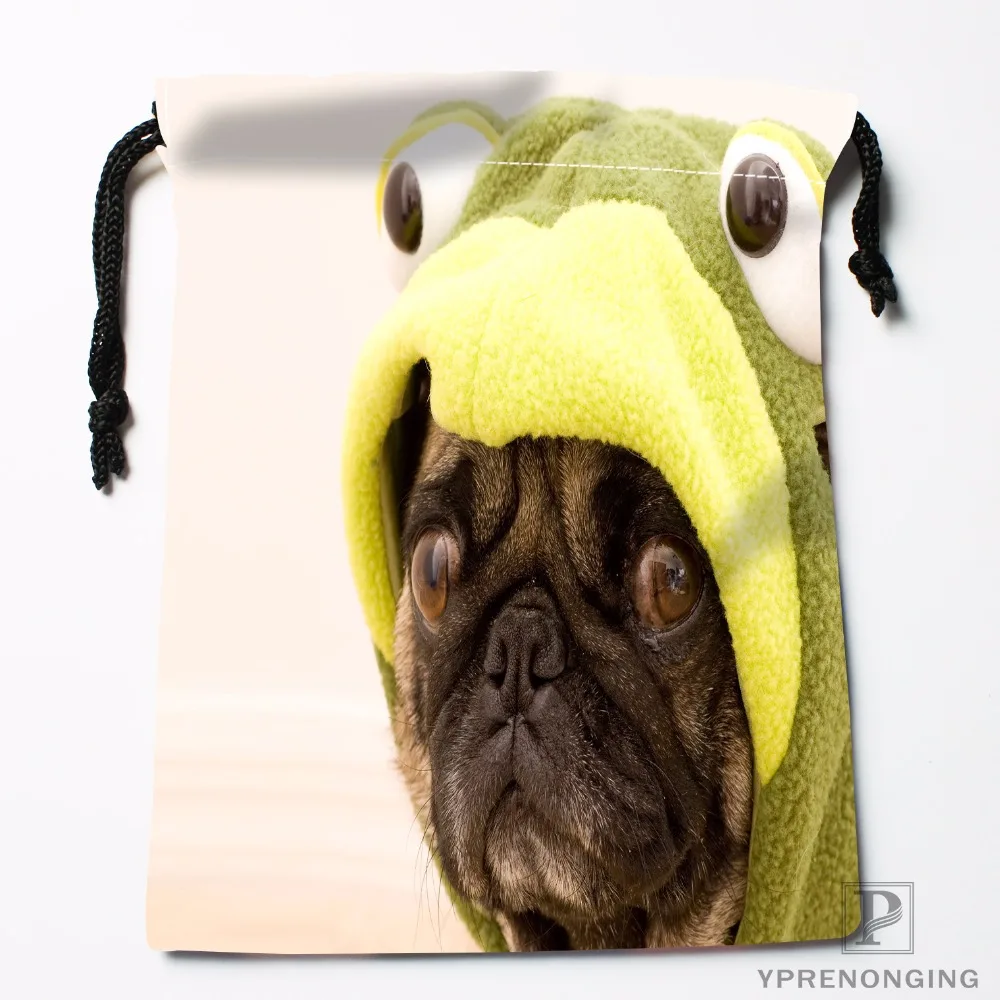 Custom Pug Funny Pugs Drawstring Bags Travel Storage Mini Pouch Swim Hiking Toy Bag Size 18x22cm