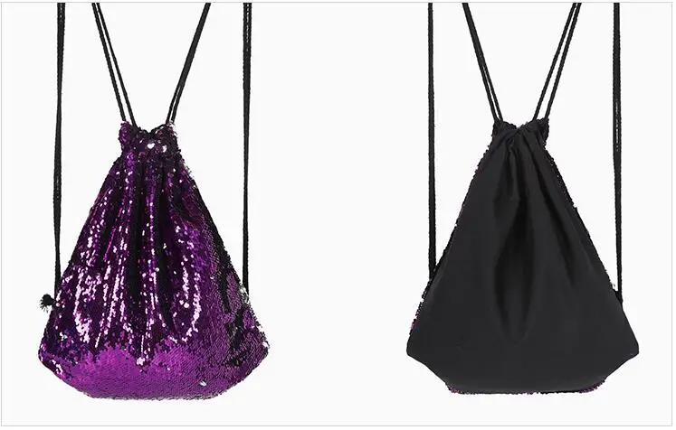 Cotton Fabric Bag Fashion Outdoor Roses Sport Casual Sequins Unisex Chest Bag Preppy Style Belt Riding Backpack Drawstring Bags.