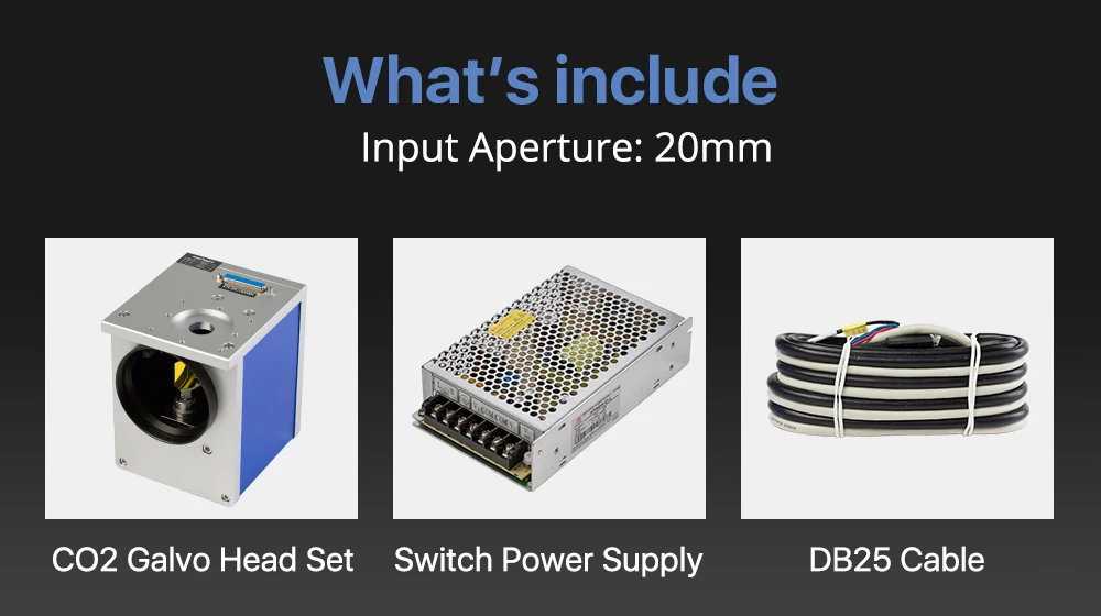 CO2 Galvo сканирующая головка Входная диафрагма 20 мм Гальванометр сканер CO2 лазерные запчасти для маркировочной машины 1064nm JD2808 с электропитанием набор