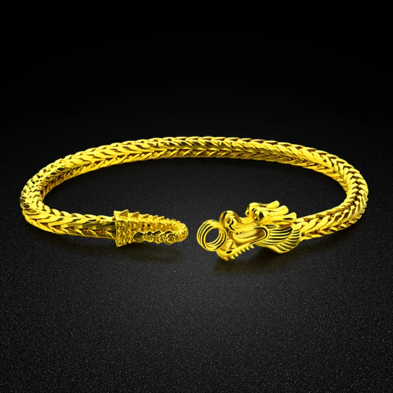 

Fashion man plated gold bracelet.Vacuum plating real 24 k golden dragon bracelet.Don't change the color of jewelry birthday gift