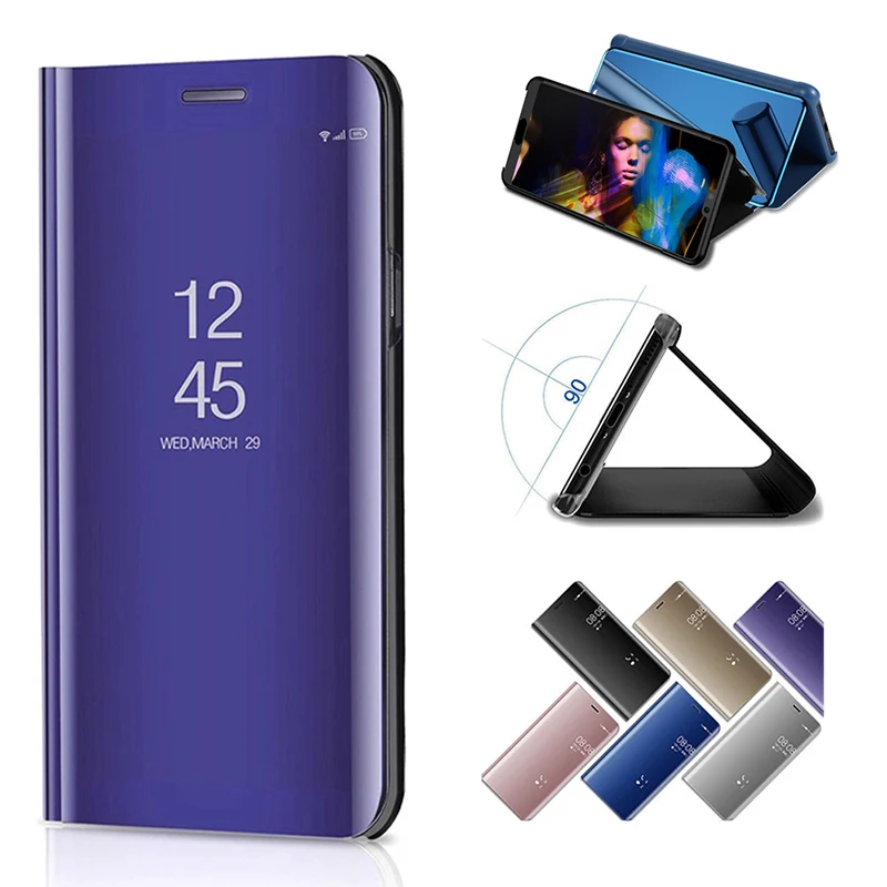 

S-View Smart Mirror Plating Flip Phone Cases for Samsung Galaxy J7 2018/Refine/Star/Crown/Aura Leather Back Cover J7V 2nd Armor