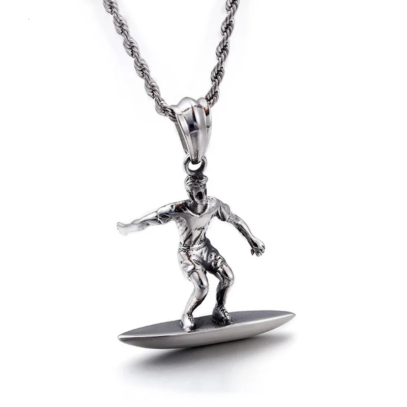 New Surf pendant men's stainless steel necklace Sports pendant jewelry