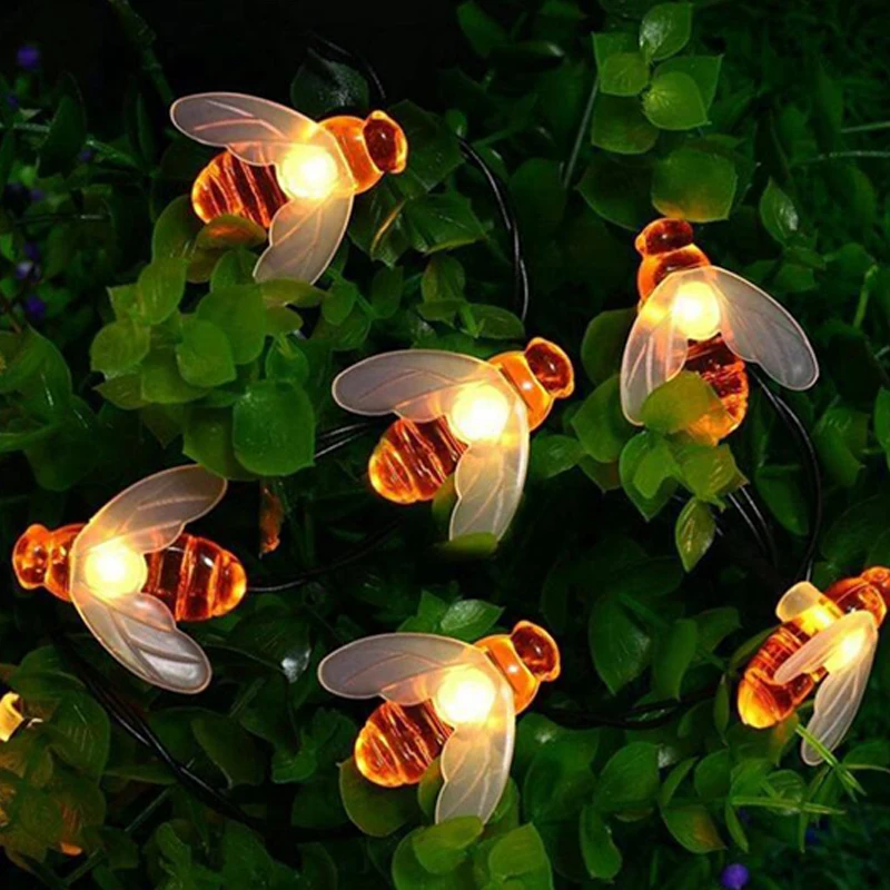Led Solar Lamp Outdoor Waterproof Garden Christmas Garland Led Solar Powered Lamp Fairy Lights Home Decor LED Bee Solar Light (5)
