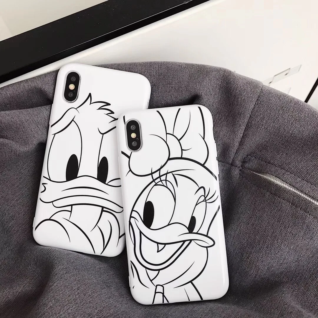 Милый глянцевый чехол для iPhone 7 с рисунком Минни 8 6 6s S Plus X XS MAX XR пара Дональд Дак