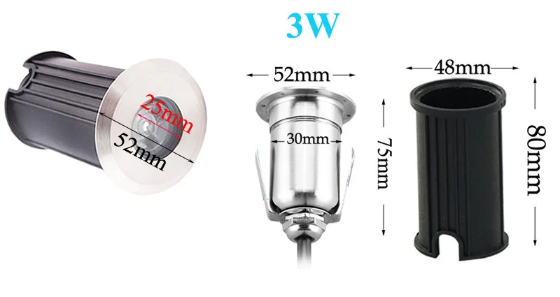 1W3W 5W 10W светодиодный подземный свет водонепроницаемый напольный светильник Открытый наземный точечный пейзаж садовый путь похороненный двор 85-265V DC12V IP67 - Испускаемый цвет: 3w