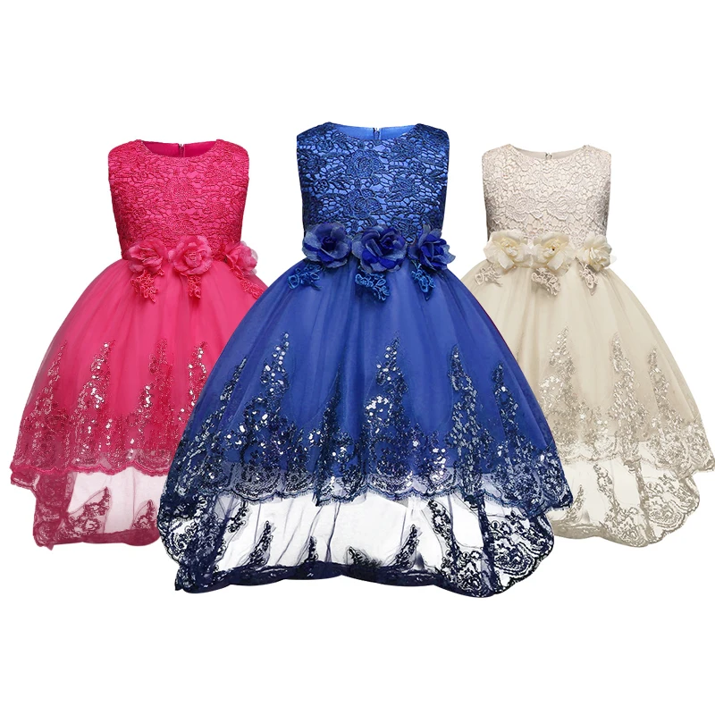

Baby Girls Clothes Sleeveless Princess Children Flower Girl Dresses For Wedding Party 4-12 Years Kid's Trailing Long Prom Gowns