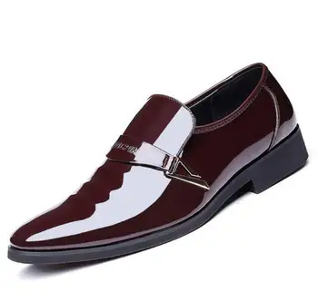

Men wedding dress formal patent Leather Shoes Breathable 2019 Mens oxford Flats office Shoes chaussure zapatos de vestir hombre