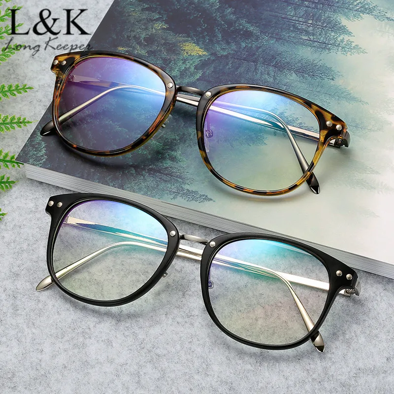 

2019 Brand Optical Glasses Black Leopard Frame Women Men Alloy Computer Eyeglasses Round Women's Transparent Spectacle With Case