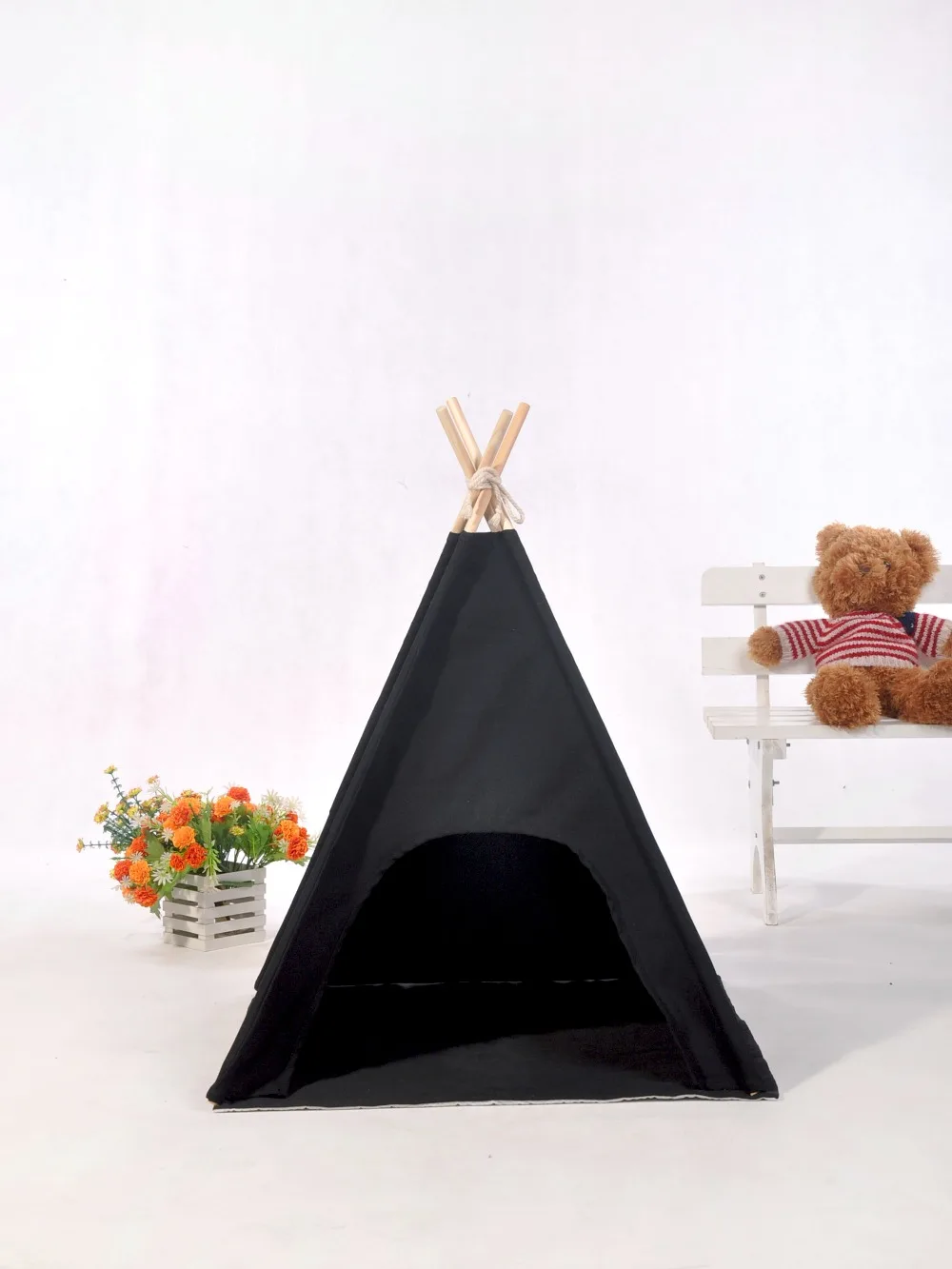 Large Black Canvas Dog Tipi Tent Teepee for Dogs Tipi Chat 28" Come