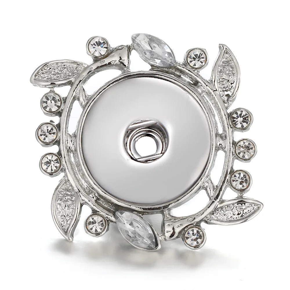 

Hollow Snap Buttons Jewelry flower crystal Pins Brooch Fit 18mm Snap Button Brooch For Women Weddings Brooches Pins Gift