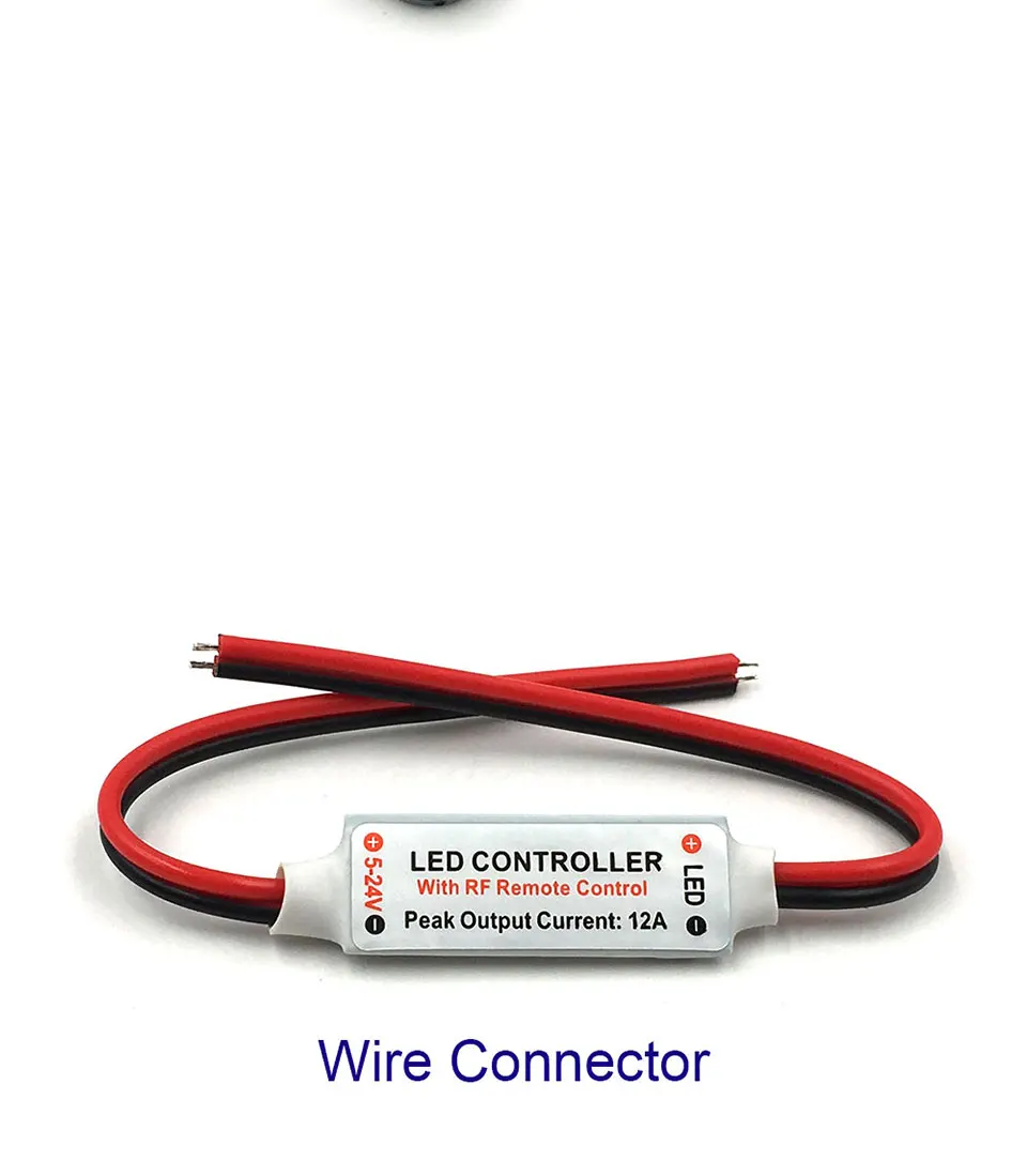 5-24V Mini RF Wirleless LED Controller 5V 12V 24V Dimmer for LED Strip Lamp Bulb Lights Dimming DC Wire Connector Remote Control (5)