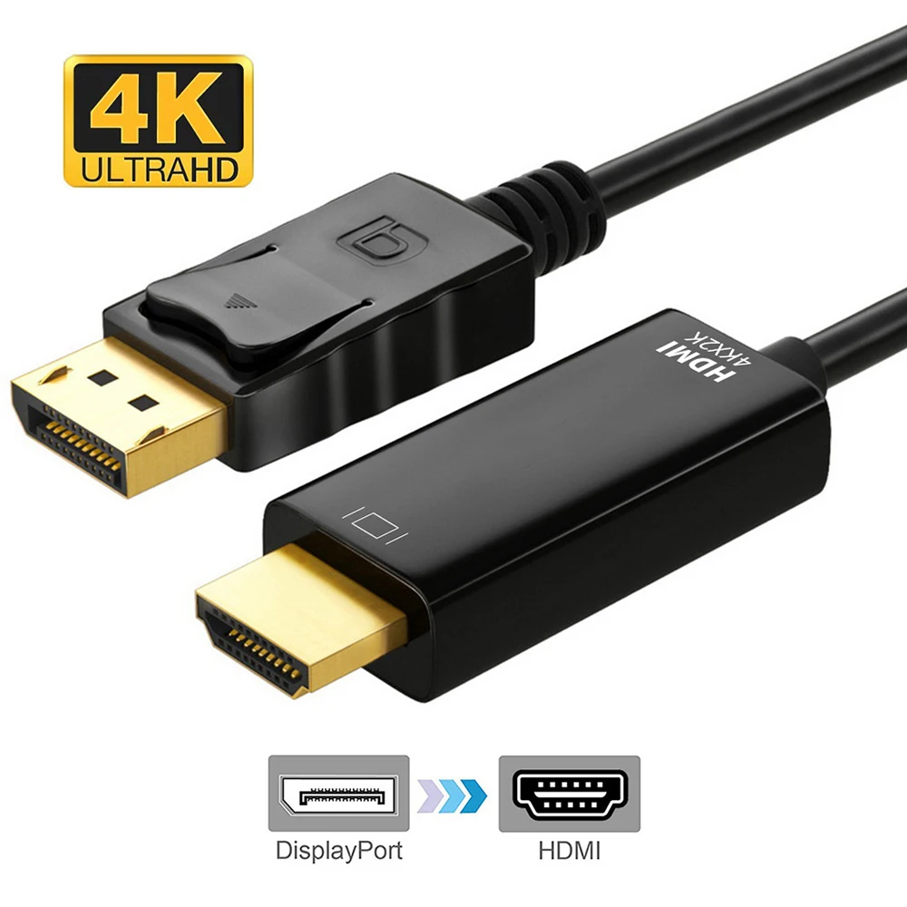 

Universal 6ft 1.8m DP to HDMI Adapter Display Port Male To HDTV Male Cable Converter 4K*2K 1080P For PC Laptop Projector