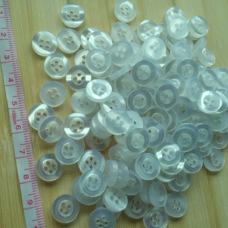 

11 mm transparent round white button 4 holes garment buttons for shirt 500 pcs/lot