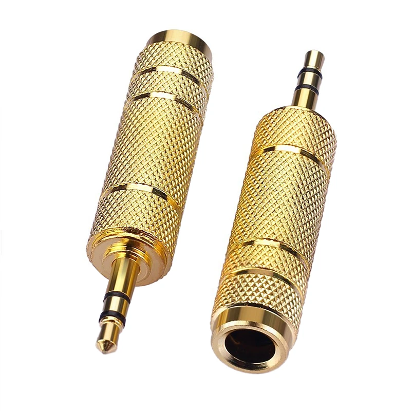 

1PC Golden Color 6.35 Male To 3.5 Female Stereo Adapter Plug Headphone Adapter Plug Terminals Audio Plug