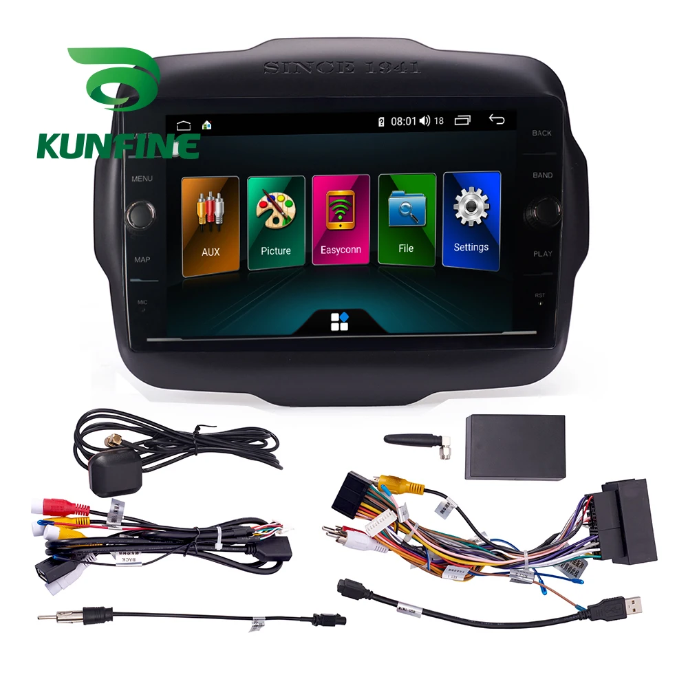 Perfect Octa Core 4GB RAM 64GB ROM Android 8.1 Car DVD GPS Player Deckless Car Stereo for Jeep Renegade 2016 Radio Head Unit Wifi 4G 8