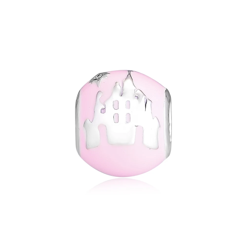 

CKK Silver 925 Jewelry Pink Castle and Family Charm Beads Fits Original Bracelets & Bangel Sterling Silver Gift