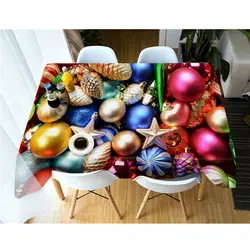 3d скатерть Merry Рождество красочные мяч узор моющиеся хлопок утолщаются прямоугольные и Круглый Свадебный Стол