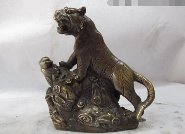 

fast shipping USPS to USA S3352 China classical Pure Bronze Copper craftwork Art Statue FengShui uphill Tiger