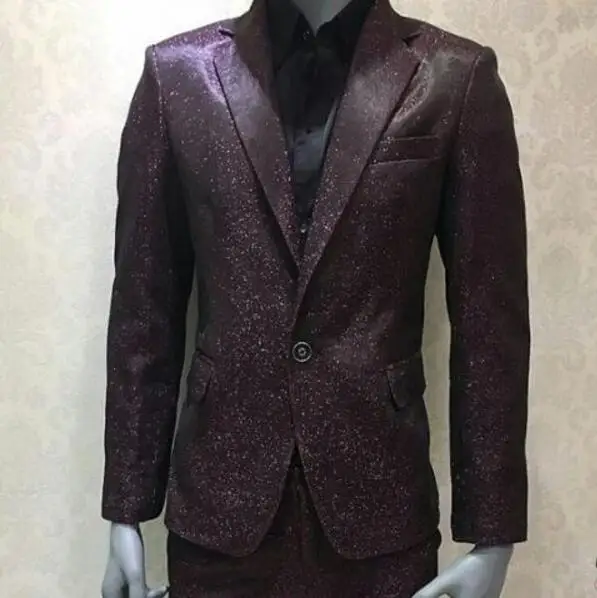 S-5XL Hot / Spring Men's New Fashion High-end bright silk suit DJ singer costume | Мужская одежда