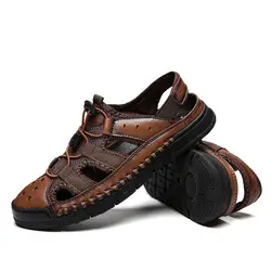 2019 Новая мужская обувь из натуральной кожи мужские сандалии Летняя мужская обувь пляжные сандалии мужские модные уличные повседневные
