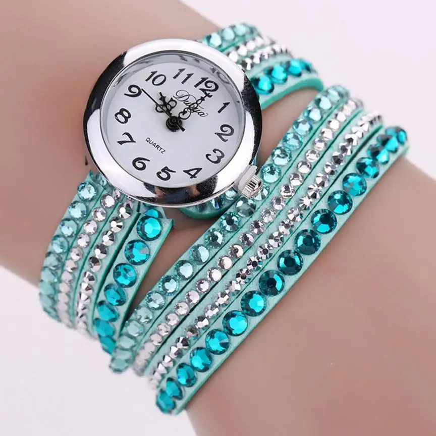 

DUOYA Brand Bracelet Women Crystal Watch Chic Minimalist Faux Leather Fashion Ladies Watches Quartz-watch Clock Female Montres