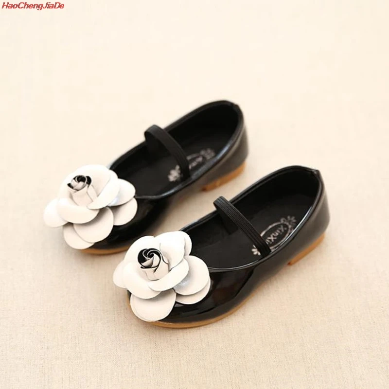

HaoChengJiaDe Kids Shoes For Girl Flats Shoes Wedding Flowers Children Party Breathable Bow Knot Cow Muscle Leather White Pink