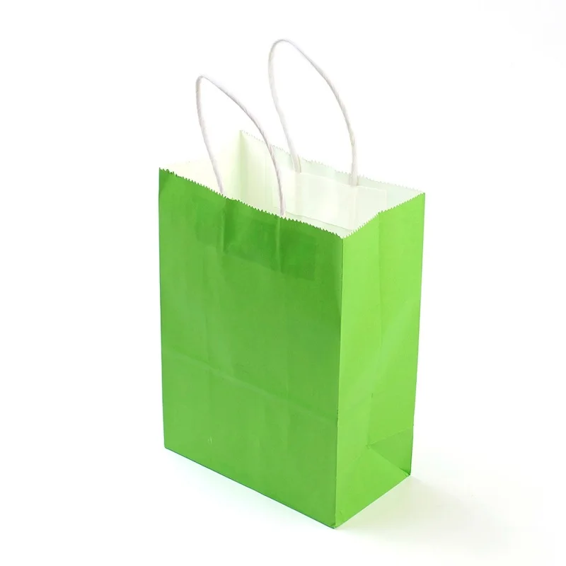 Pandahall 10 шт прямоугольник мешочки из крафт-бумаги подарочные сумки для покупок с нейлон ручка с нарезкой, 22,5 см F80 - Цвет: LawnGreen