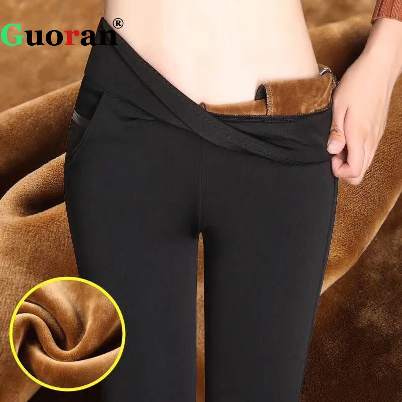 Beste Winter Broek Vrouwen Hoge Taille Broek Warme Fleece Potlood Broek Femme Zwart Blauw Grijs Broek Office Lady Slim Katoen Leggings