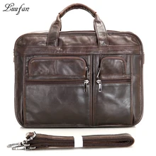 Мужской двухслойный 1" ноутбук из натуральной кожи деловая сумка коричневая рабочая сумка большой емкости коровья кожа портфель, плечевая сумка