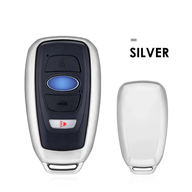 Стайлинга автомобилей мягкая ТПУ ключеник автомобильный чехол для ключа цепочку для Subaru Forester Outback датчик для Impreza XV BRZ чехол автомобильные аксессуары - Название цвета: Silver