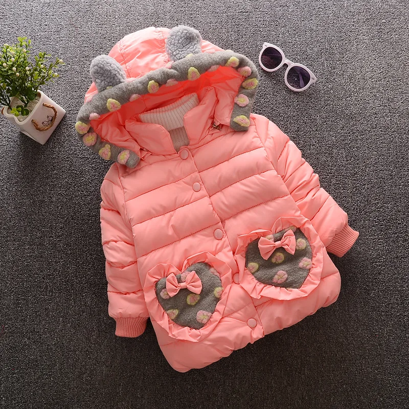 ФОТО The New 2016 Sweet Child Cotton-padded Clothes Girls Winter Coat Children Hand Quilted Jacket Children's Wear