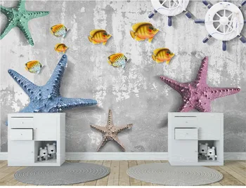 

Custom Photo Wallpaper3d Stereo Mediterranean Style Starfish Living Room TV Background Wall Decoration Mural Wallpaper