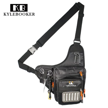 

Fly Fishing Sling Bag Multi Function Fishing Waist Bag Pack Fishing Tackle Shoulder Bag with Fly Patch
