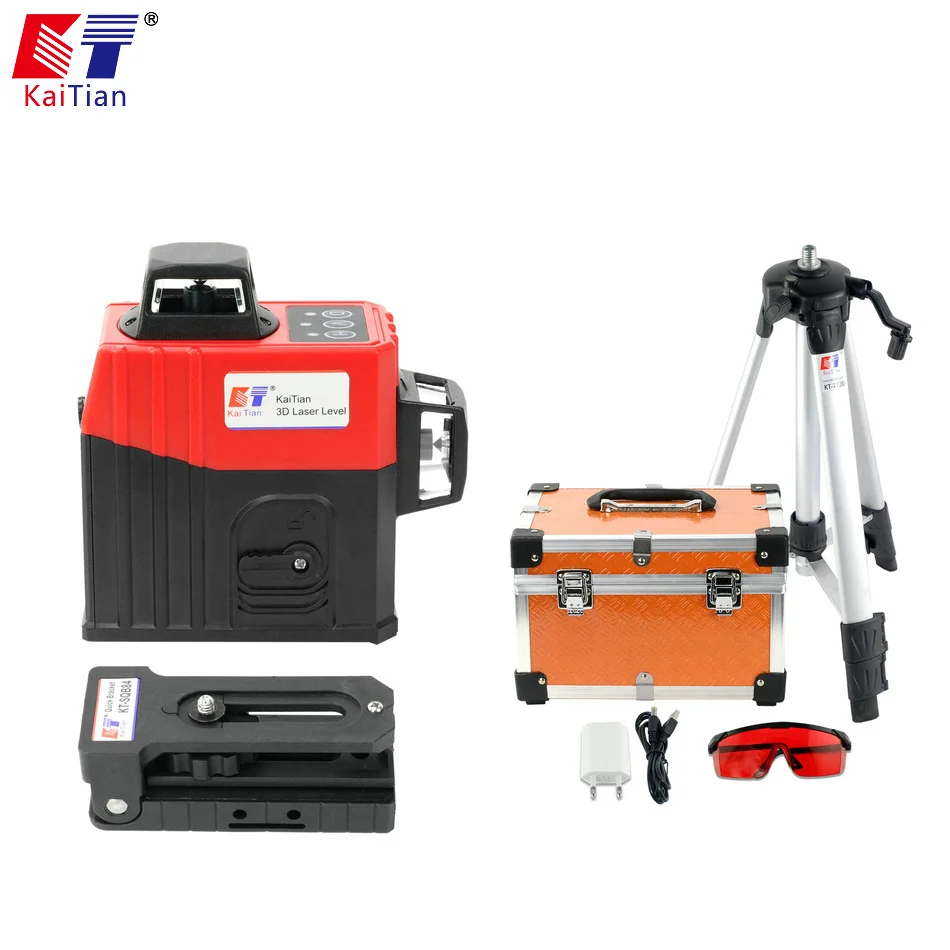

KaiTian 12Lines Laser Level Tripod Self-Leveling 360 Horizontal Vertical Cross Red Livello 3D Lasers Beam Line Nivel Level Tools