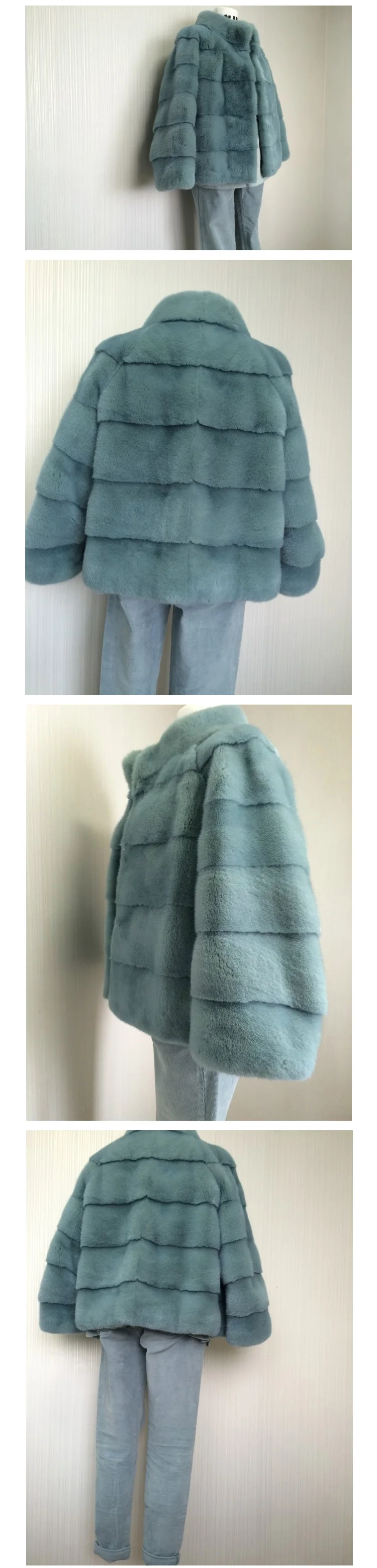Cheap Arlenesain custom real mink fur beautiful women coat  154 6
