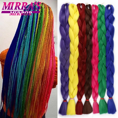 Mirra é Espelho Azul Jumbo Cabelo Trança Trança Extensões de Cabelo Sintético Amarelo 82 Cabelo para Tranças de Crochê Vermelho 165 Polegadas G/pacote