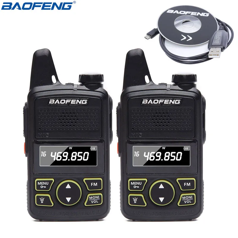 Из 2 предметов BAOFENG BF-T1 Мини Джинсы-бойфренды T1 иди и болтай Walkie Talkie UHF 400-470 МГц 20CH портативный любительский радиопередатчик ручной трансивер+ кабель для программирования