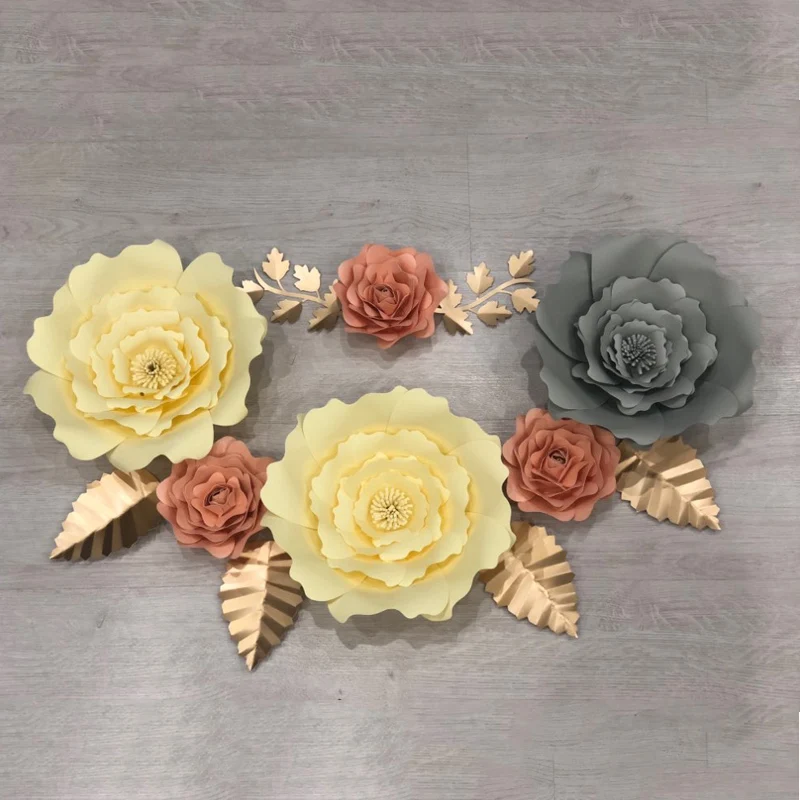 

MEIDDING 6Pcs 20cm DIY Paper Flowers Backdrop Artificial Flowers Or 6Pcs DIY Paper Turtle Leaf/Palm Leaves Wedding Decorations