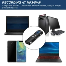 8 ГБ Цифровой диктофон 1536 кбит/с голосовой активированный аудиомагнитофон с воспроизведением для школьных лекций, встреч, интервью DualM