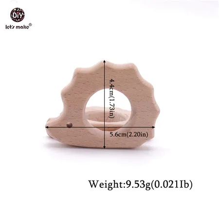 Let's Make 1PC Baby Teether Animal Wood Rings Elephant Camera Heart BPA Free Wooden Teether Nursing Accessorie Teething Toys hedgehog