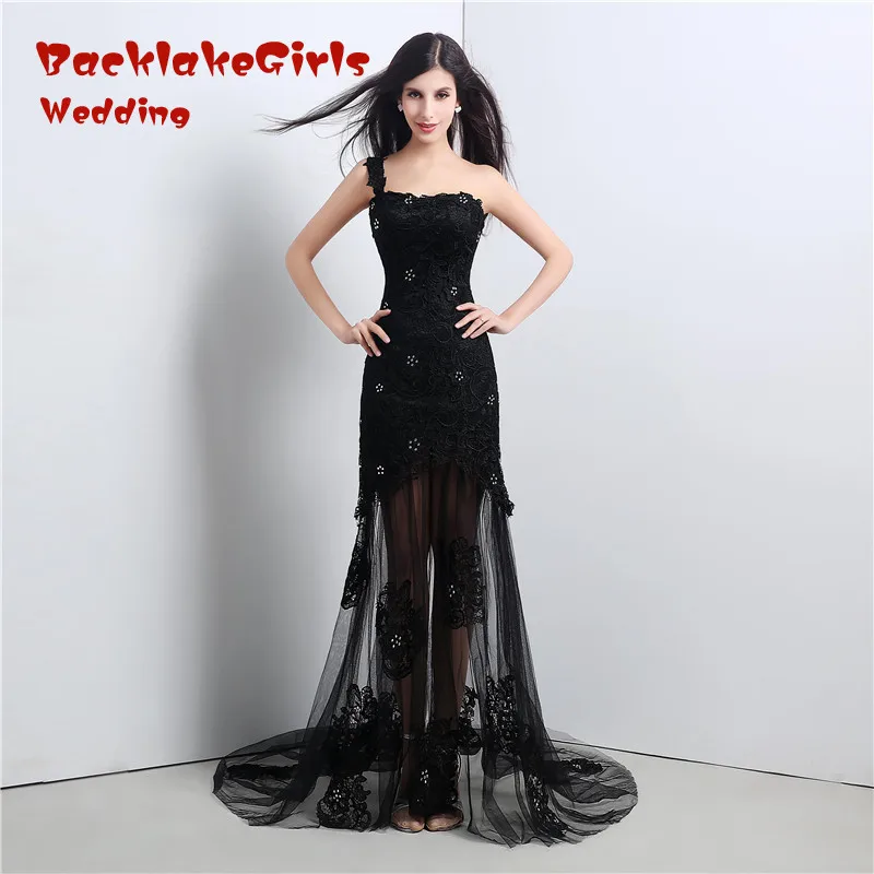 Bridal 2017 Elegant Black Porm Dresses Lace Appliques Pearls Evening Bridal 2017 Elegant Black Porm Dresses Lace Appliques Pearls Evening
