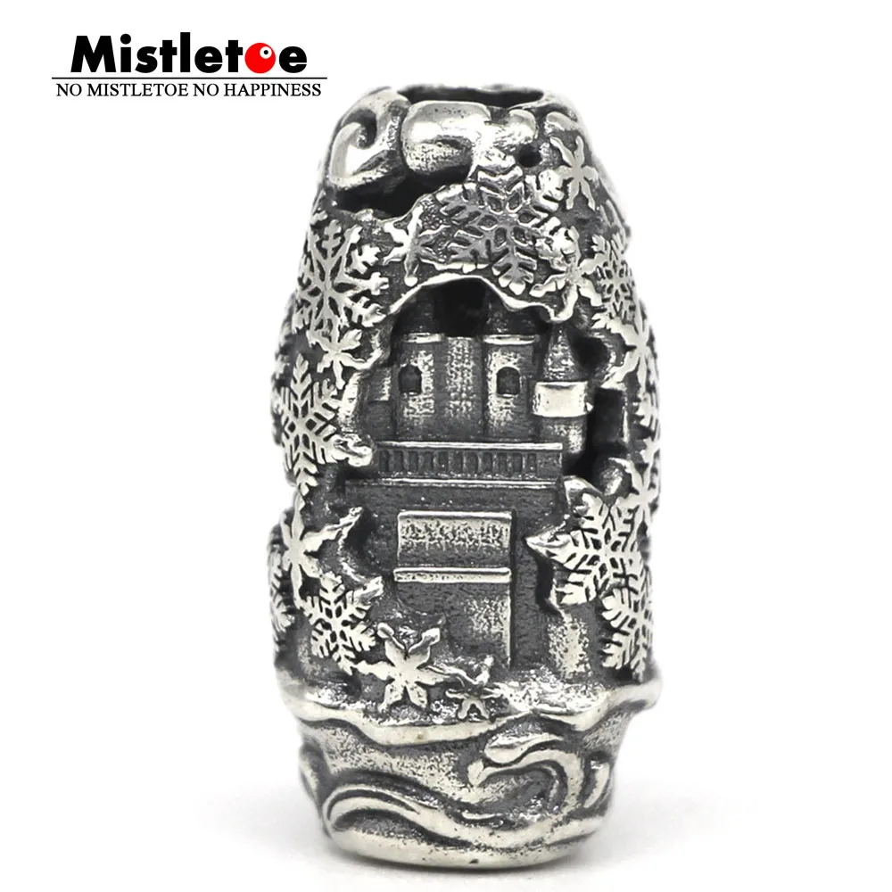 Mistletoe 925 пробы Серебряный элемент земли зимняя подвеска с замком Шарм бисера европейские ювелирные изделия