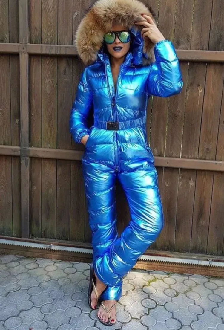 Зимний толстый комбинезон для катания на лыжах водонепроницаемый женский зимний комбинезон с капюшоном модная верхняя одежда пуховое пальто