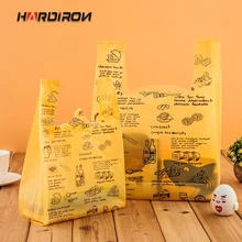HARDIRON 50 шт. желтый Печатный буквенный узор супермаркет покупки портативный пластиковый мешок хлеб фрукты еда на вынос упаковочный мешок