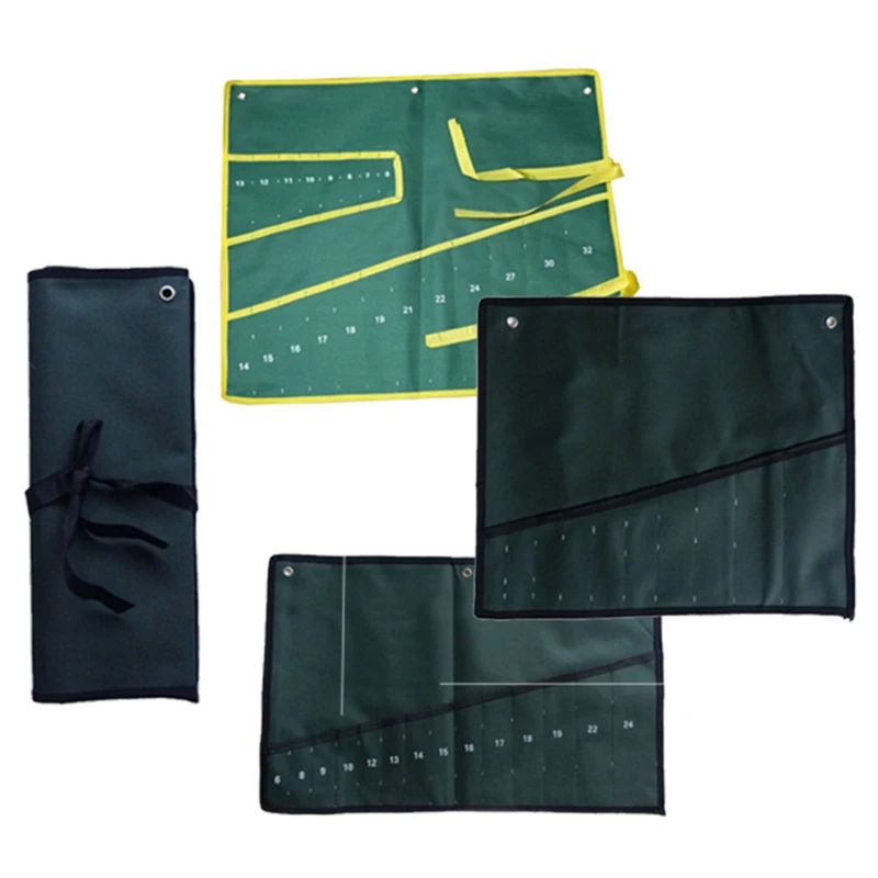 8/10/14/20 Pockets Canvas Spanner Wrench Tool Roll Up Storage Bags