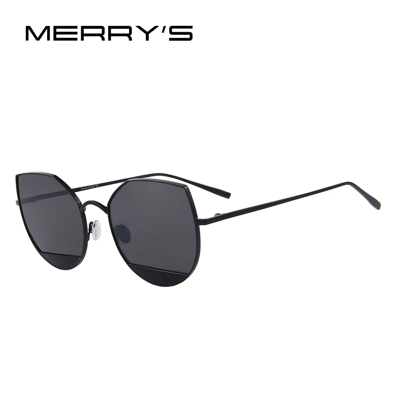 MERRY'S Новое поступление года Для женщин роскошный Классический бренд дизайнерские солнцезащитные очки «кошачий глаз» солнцезащитные очки с металлической оправой UV400 s'8108 - Цвет линз: C01 Black Black