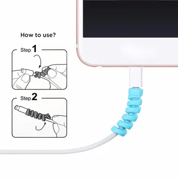 

8pcs/lot Spiral Cable Protector Data Line Silicone Bobbin Winder Protective for Iphone Android USB Charging Earphone Case Cover