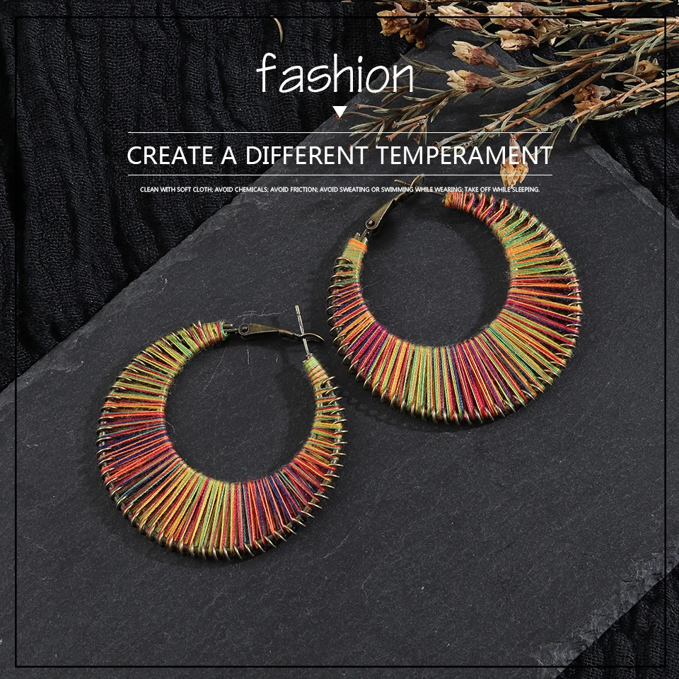 Bohemian Handmade Weaving Dangle Hanging Ethnic Drop Earrings for Women Female Fashion Earrings Jewelry Accessories